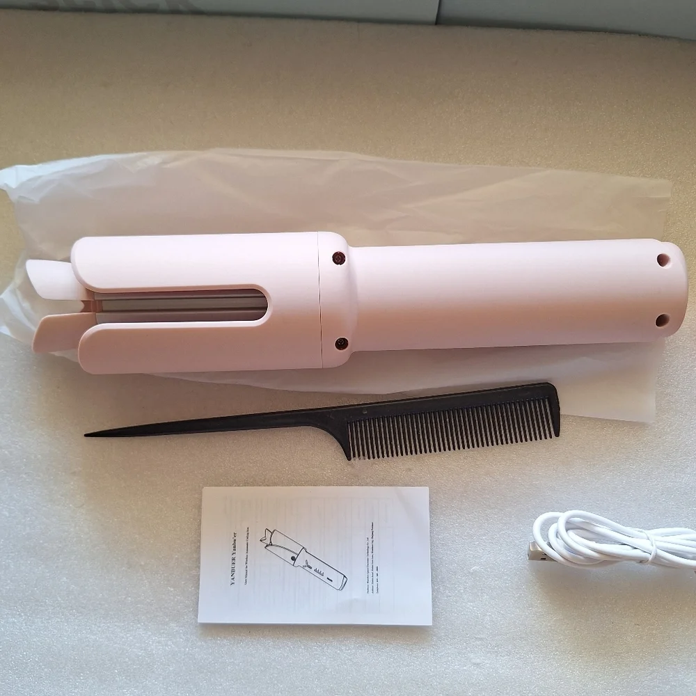 Cordless Automatic Hair Curler, USB Rechargeable Auto-Rotating Curling Iron NEW